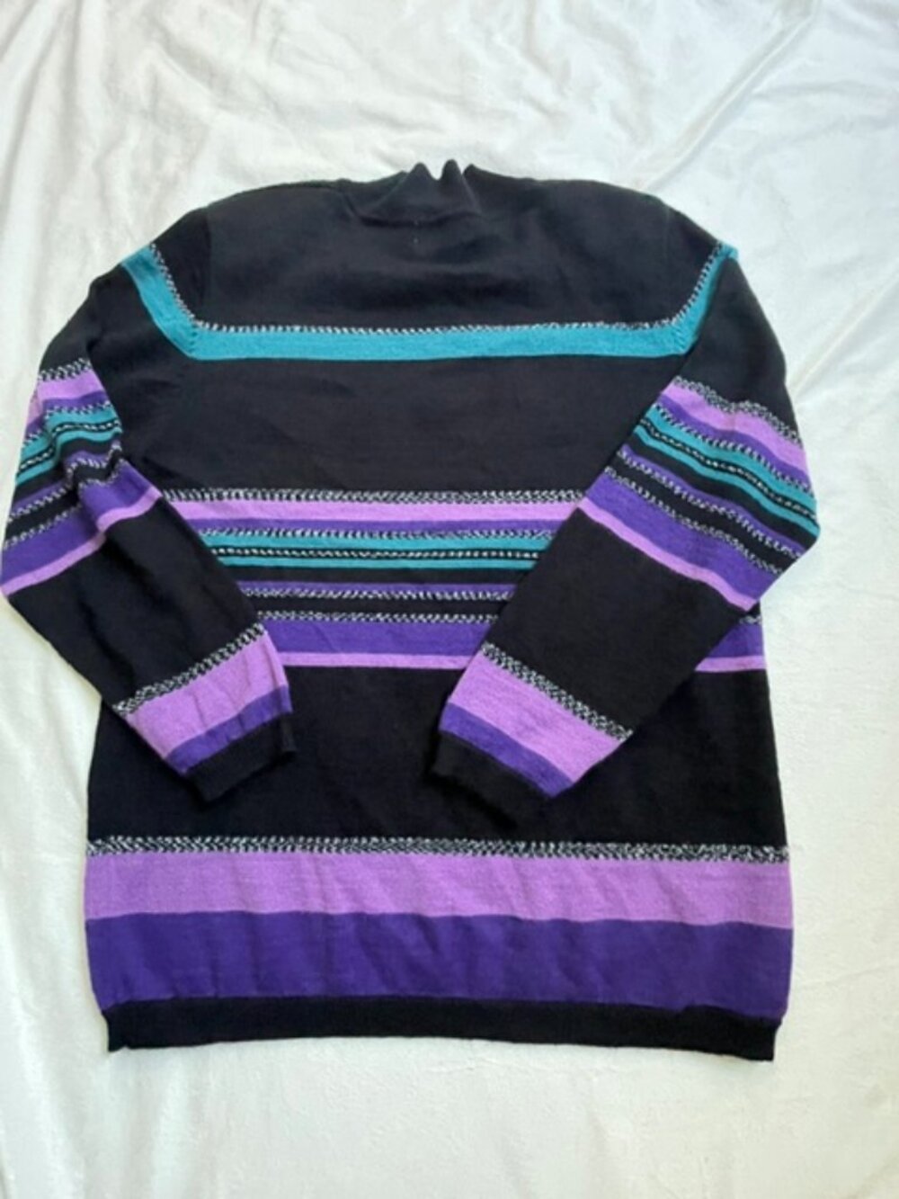 Alfred Dunner Womens Vintage Floral Embroidered Knit Sweater, Purple, Size L - Picture 2 of 12